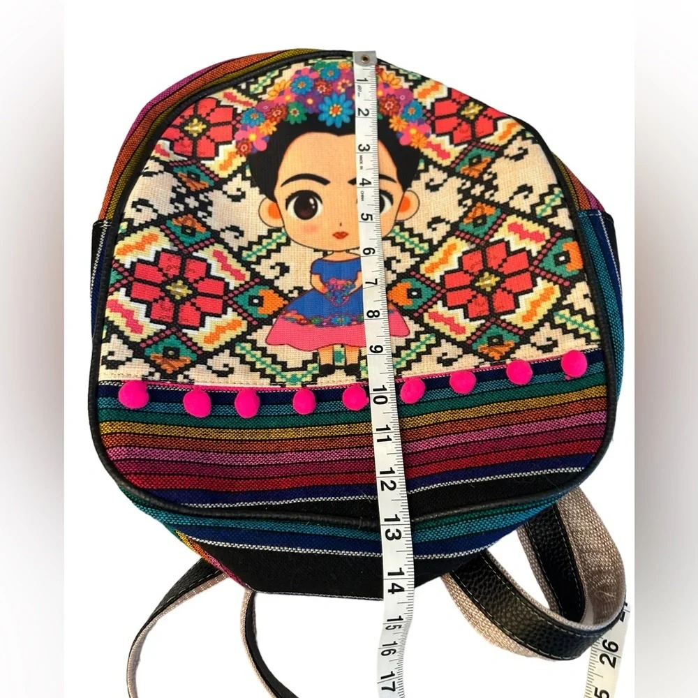 AZTEC Frida Kahlo Backpack Kids Toddler Colorful‎ Southwest Canvas School Bag